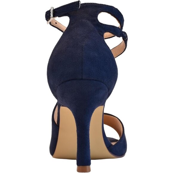 Elegantpark Women Blue Satin Cross Strappy Peep Toe High Heels Sandals Shoes - Picture 8 of 9